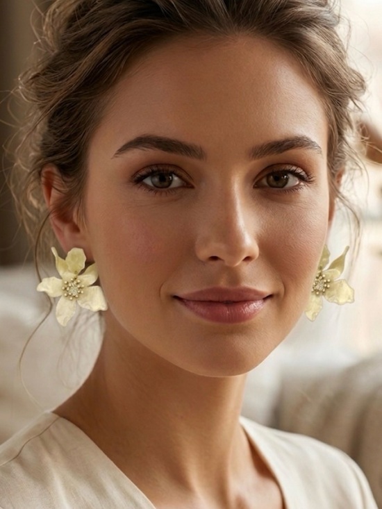 Jewelry - Brielle Soft Yellow Flower Statement Earrings